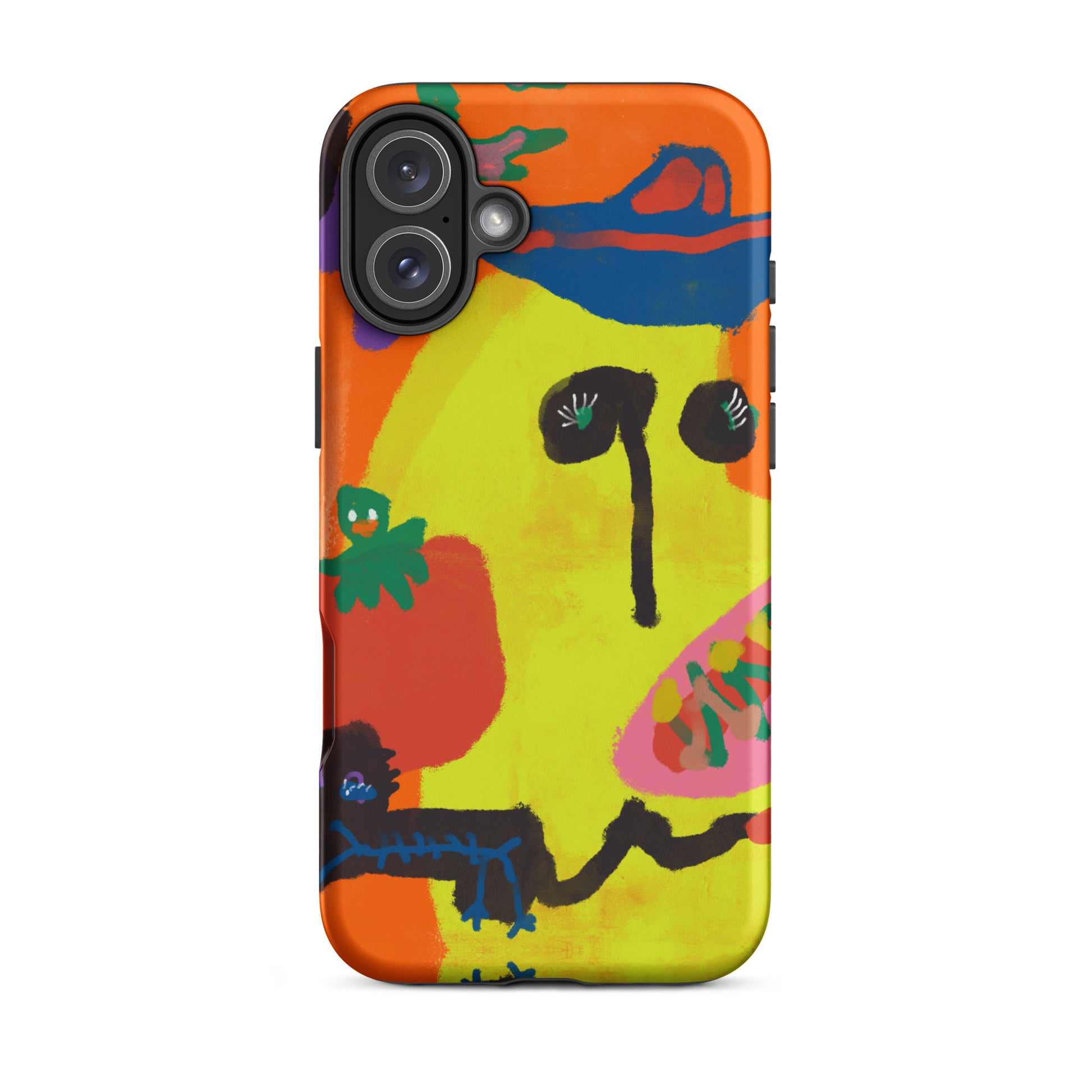 Protective Tough iPhone case showcasing original "Spicy Banana" artwork, printed with striking orange and yellow hues for a unique and durable design.