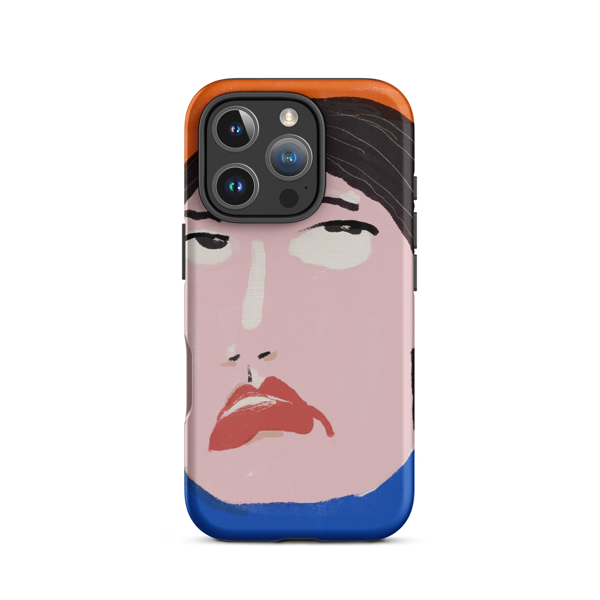 A stylish iPhone case featuring a hand-drawn portrait of a woman with an unimpressed expression, paired with the word “Nah.” The design channels a cool, dismissive vibe. The case has a durable, dual-layer build with impact protection.