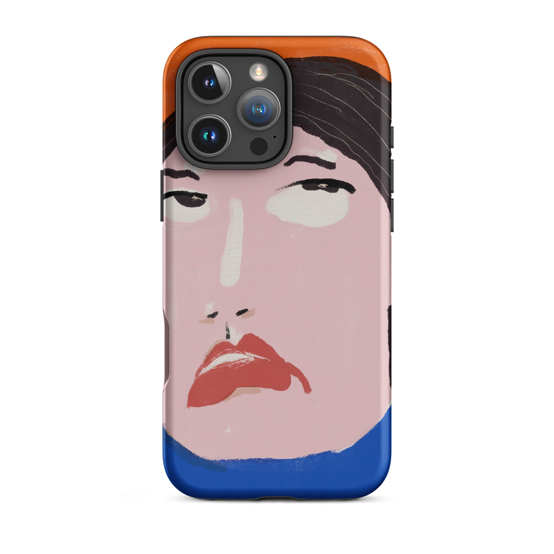 A stylish iPhone case featuring a hand-drawn portrait of a woman with an unimpressed expression, paired with the word “Nah.” The design channels a cool, dismissive vibe. The case has a durable, dual-layer build with impact protection.
